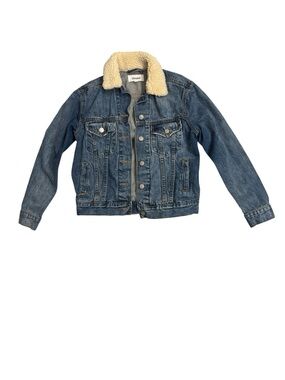 Unveil Denim Jacket Womens XS Sherpa Lined Trucker Blue Button Front